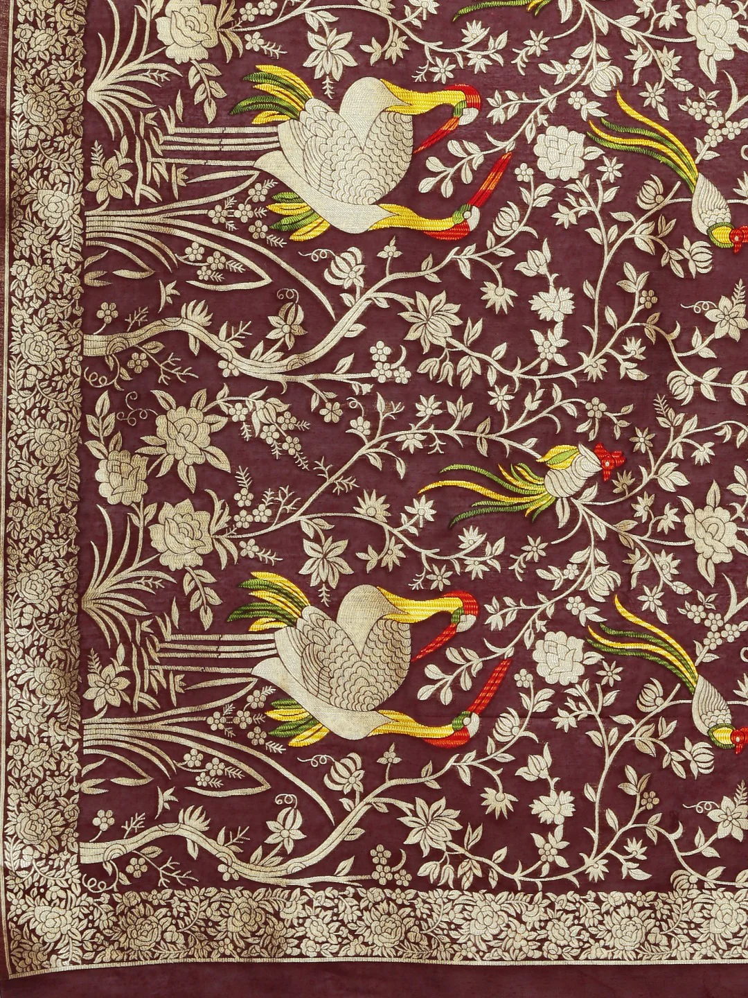 Neerus Maroon Color Banaras Fabric Saree - Image 4