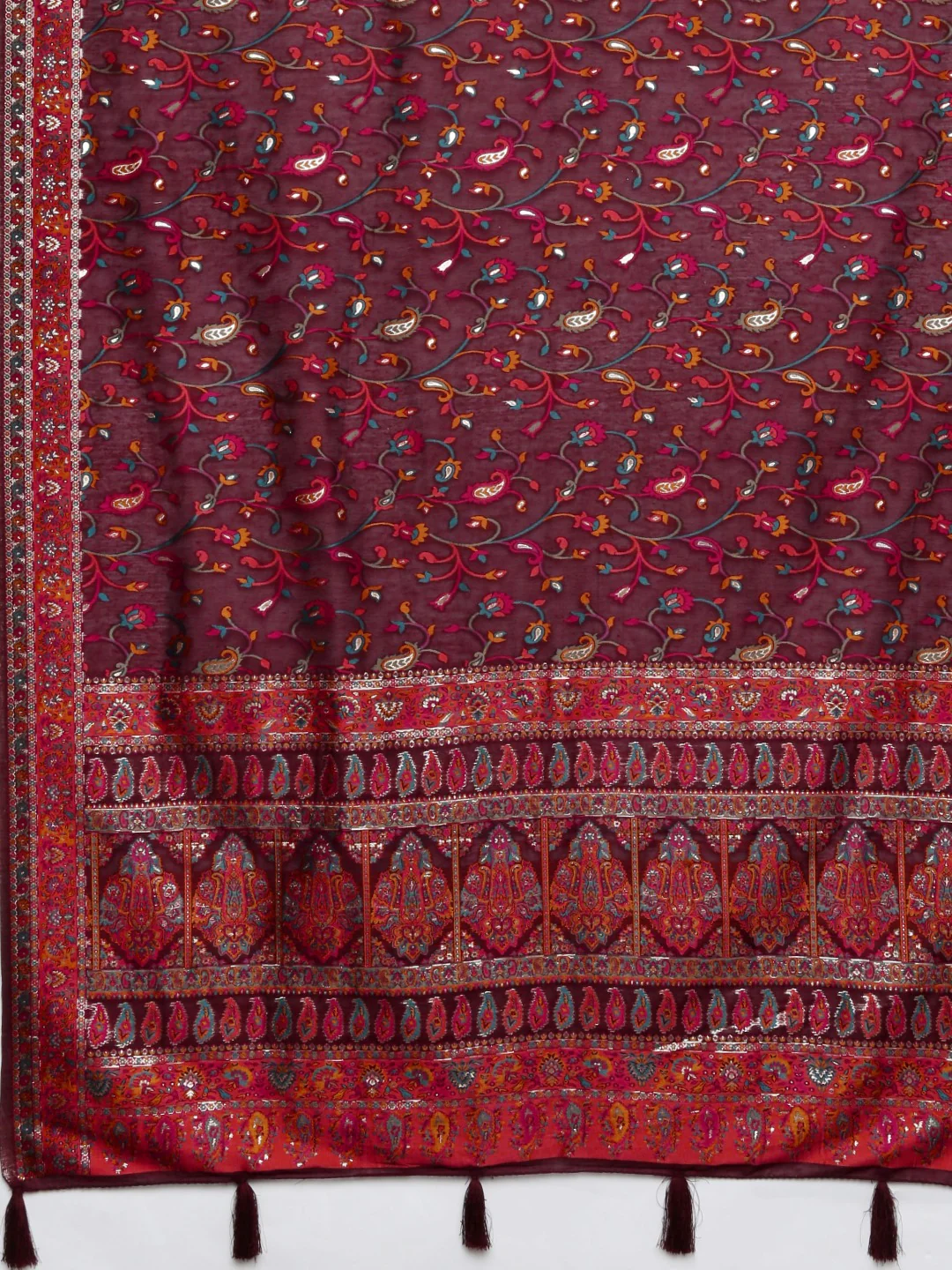 Neerus Maroon Color Banaras Fabric Saree - Image 4