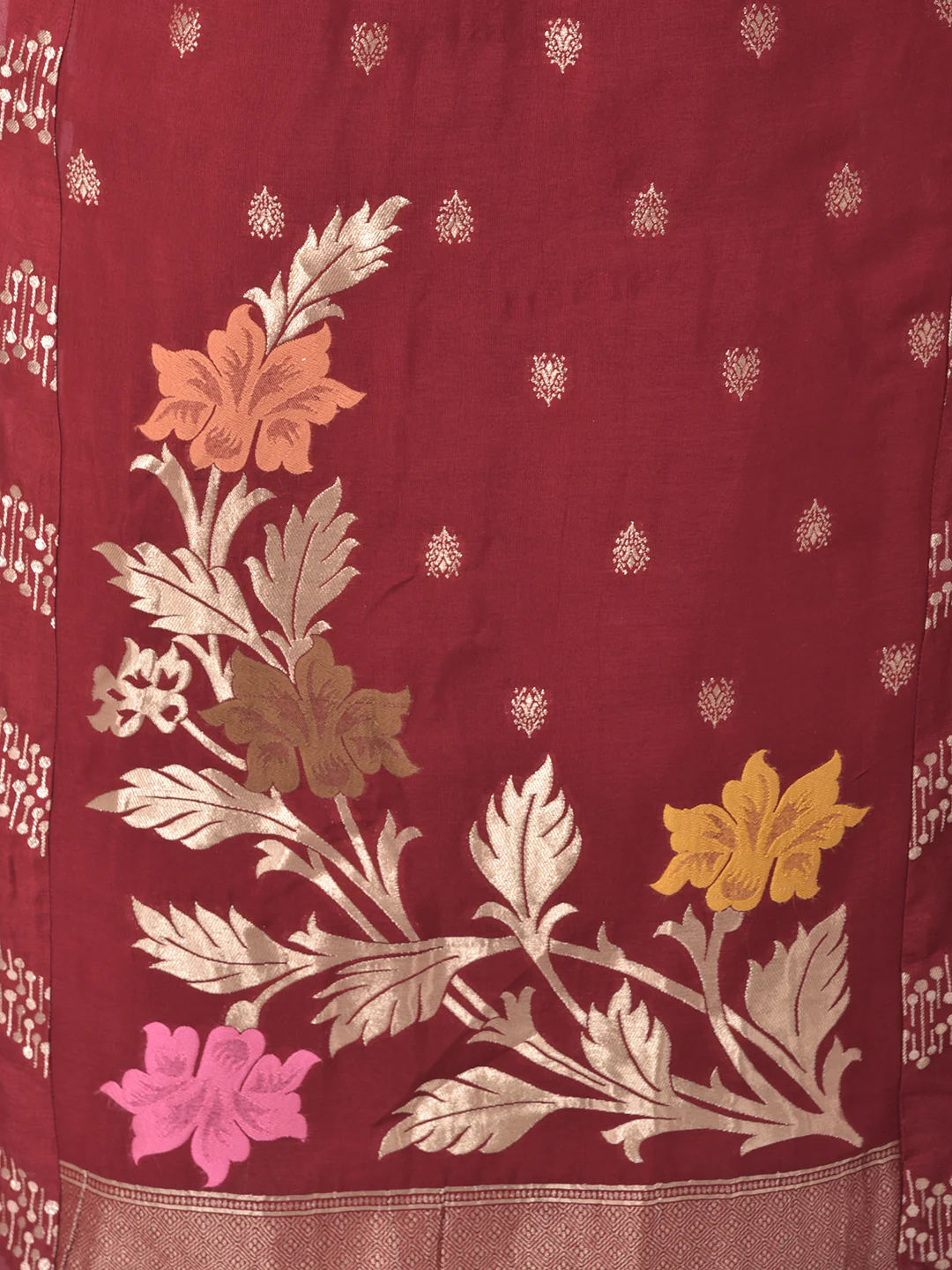 Neerus Maroon Color Banaras Fabric Suit-Plazzo - Image 7