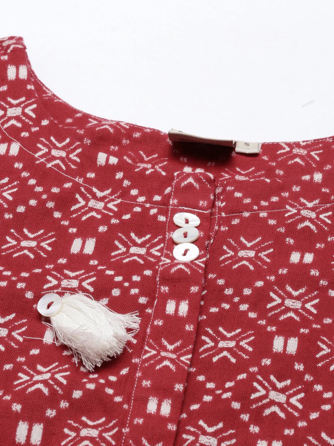 Neerus Maroon Color Cotton Fabric Tunic - Image 3