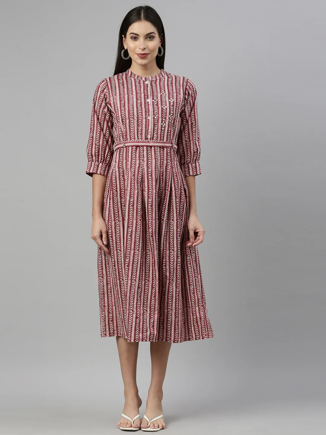 Neerus Maroon Color Flex Fabric Kurta