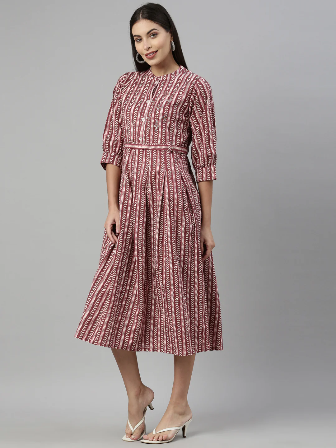 Neerus Maroon Color Flex Fabric Kurta - Image 3