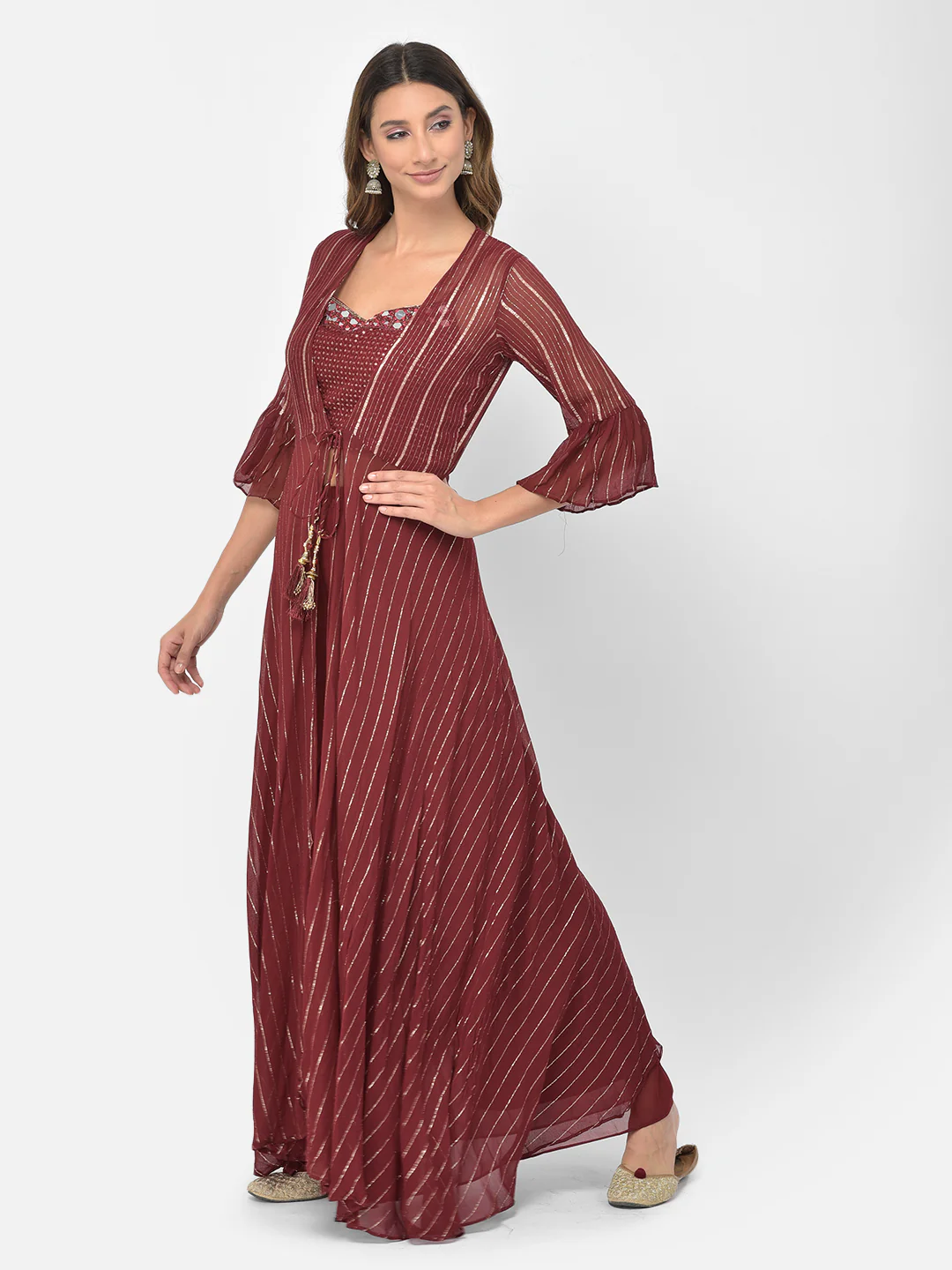 Neerus Maroon Color Georgette Fabric Salwar Kameez - Image 11
