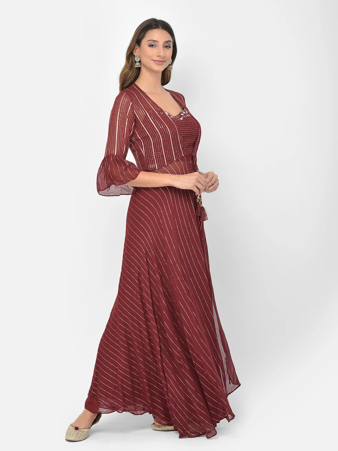 Neerus Maroon Color Georgette Fabric Salwar Kameez - Image 12