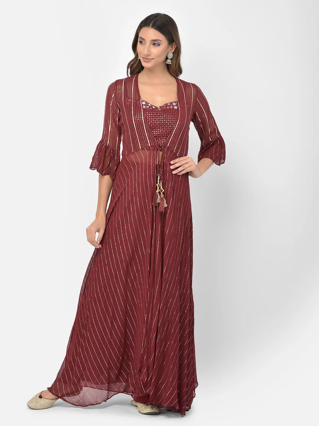 Neerus Maroon Color Georgette Fabric Salwar Kameez - Image 18