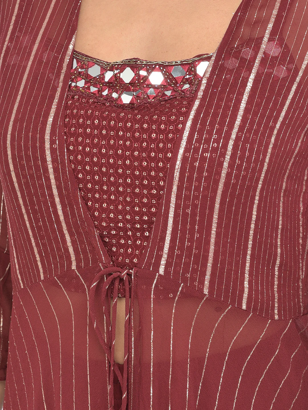 Neerus Maroon Color Georgette Fabric Salwar Kameez - Image 6