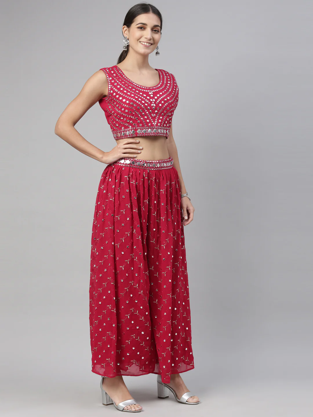 Neerus Maroon Color Georgette Fabric Suit Set - Image 17