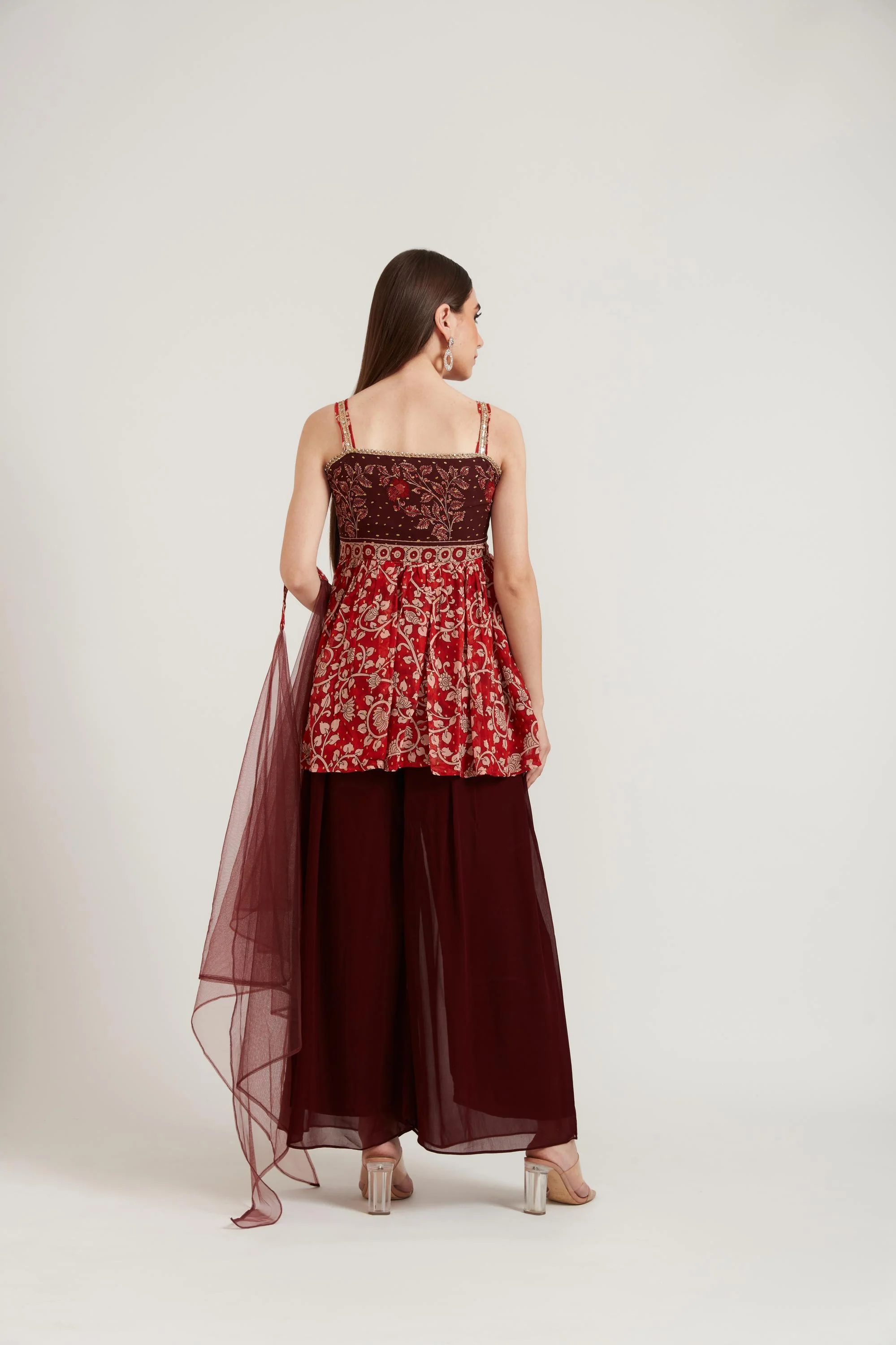 Neerus Maroon Color Georgette Fabric Suit Set - Image 5