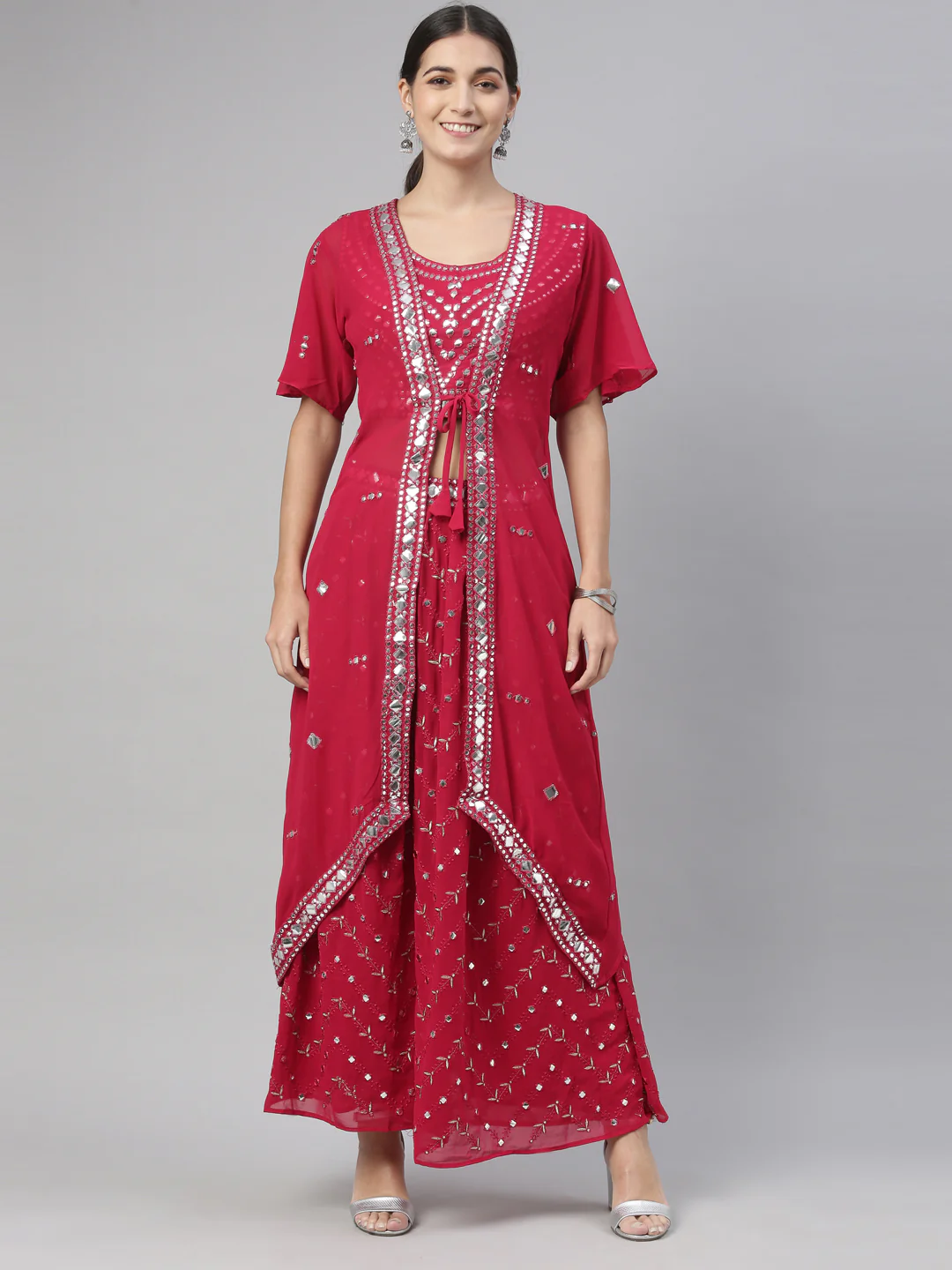 Neerus Maroon Color Georgette Fabric Suit Set - Image 21