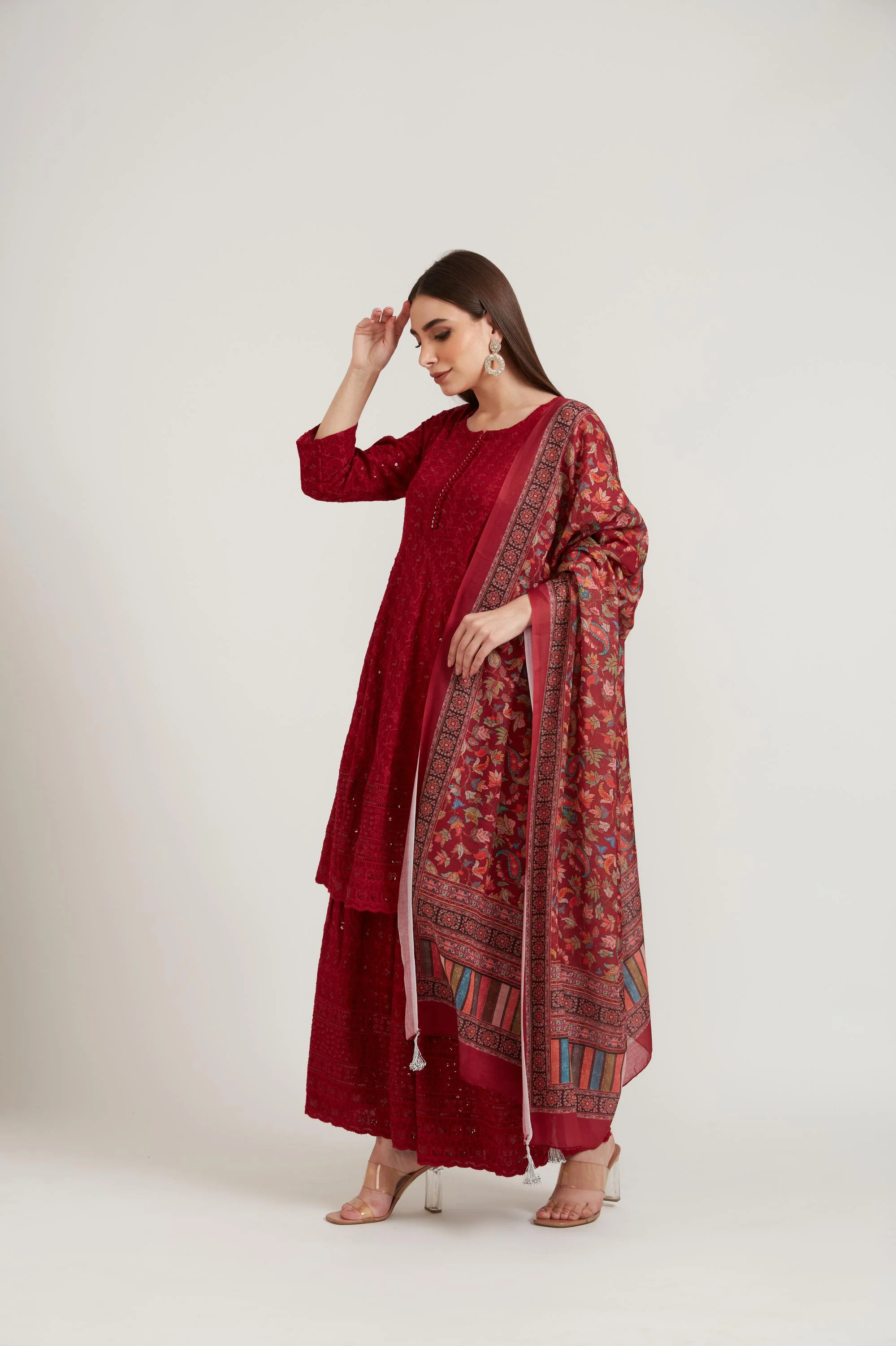 Neerus Maroon Color Georgette Fabric Suit Set - Image 4
