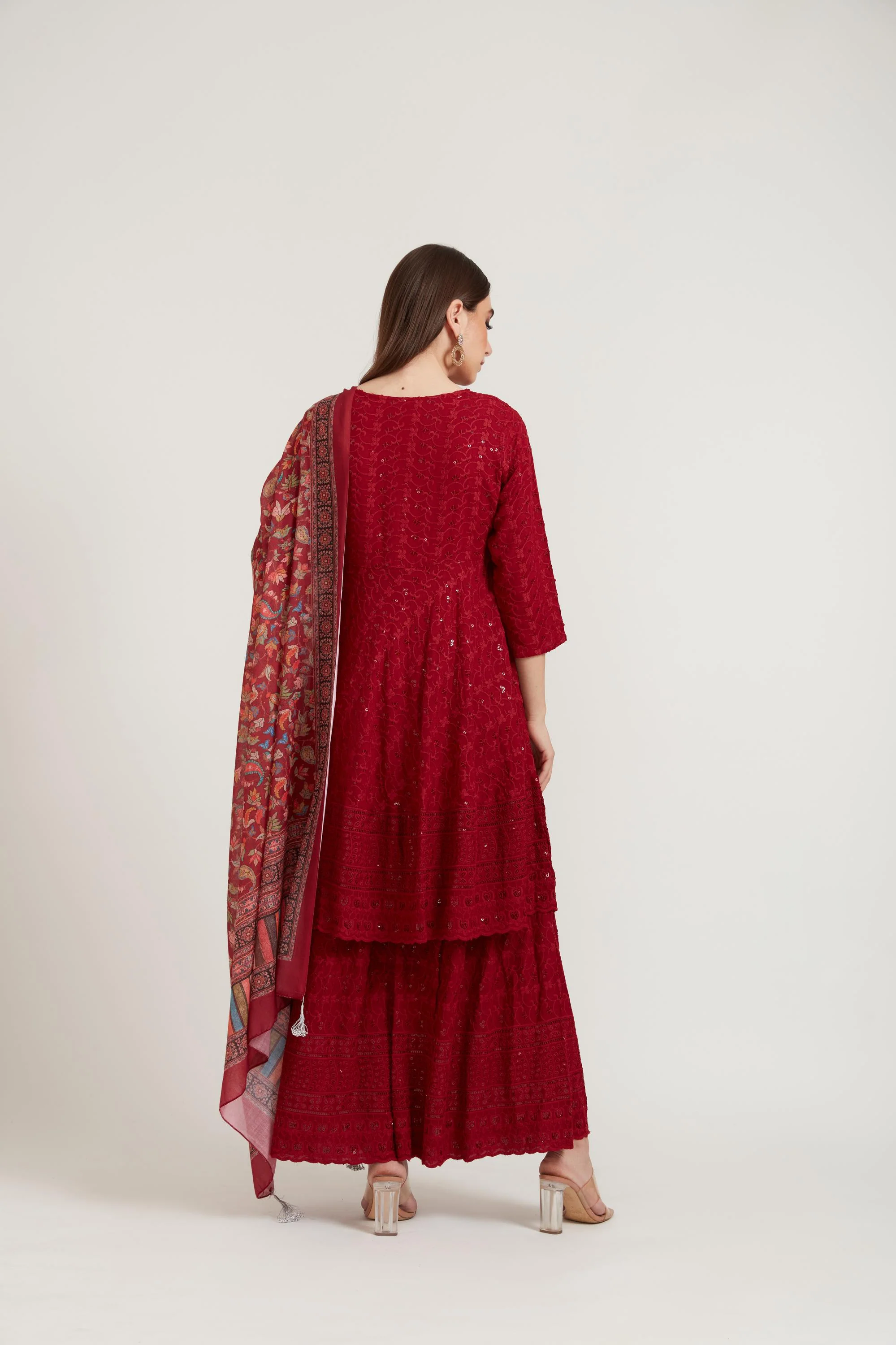 Neerus Maroon Color Georgette Fabric Suit Set - Image 6