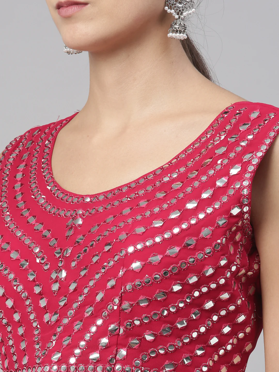 Neerus Maroon Color Georgette Fabric Suit Set - Image 31