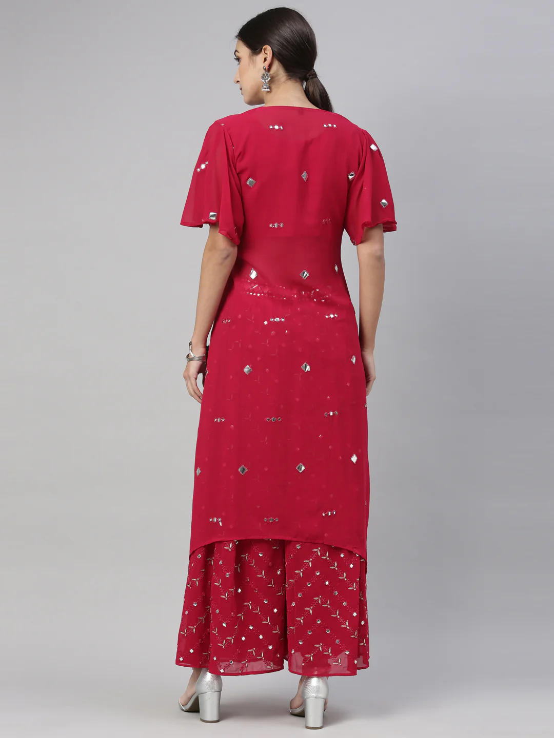 Neerus Maroon Color Georgette Fabric Suit Set - Image 37