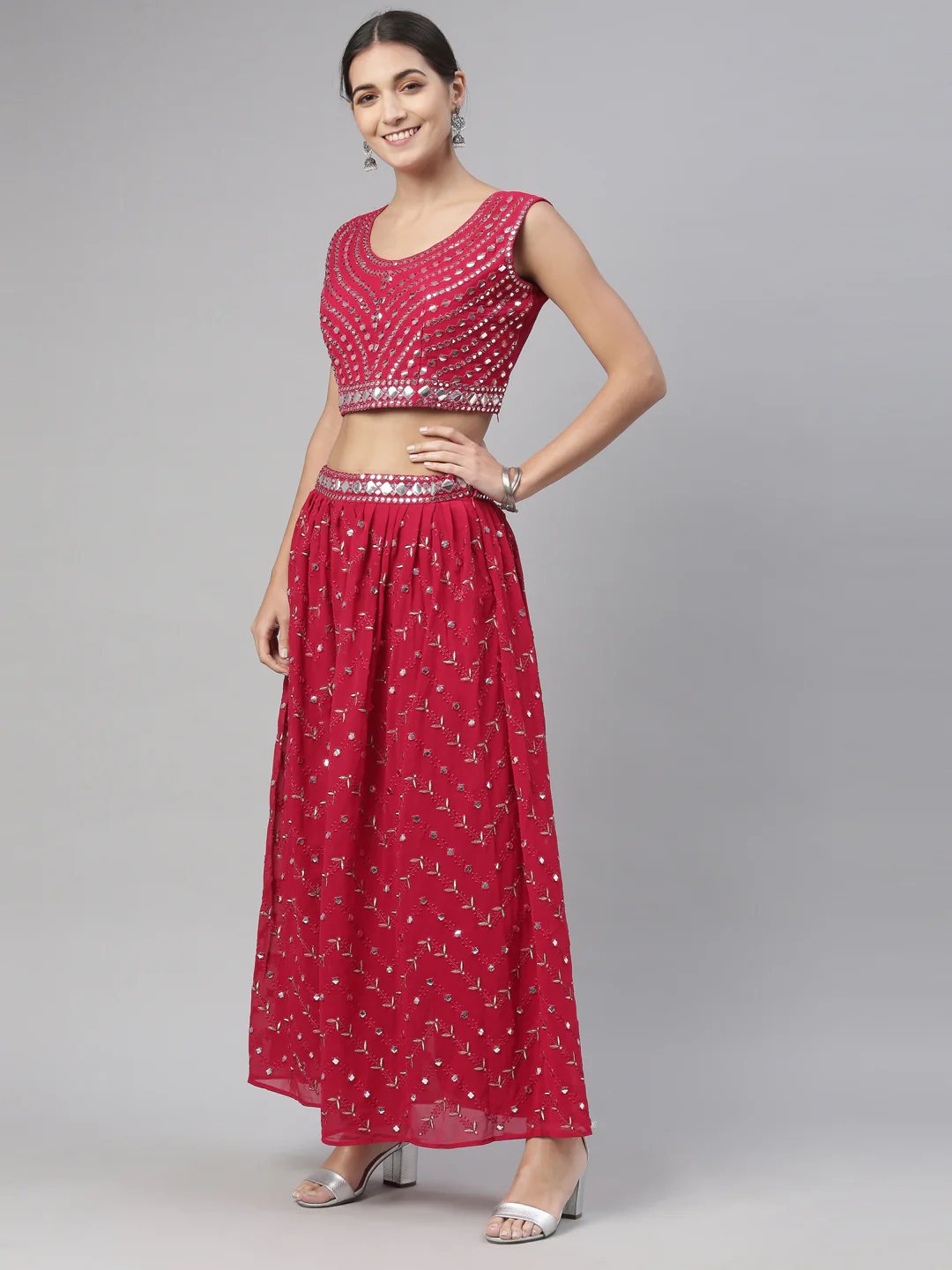 Neerus Maroon Color Georgette Fabric Suit Set - Image 6