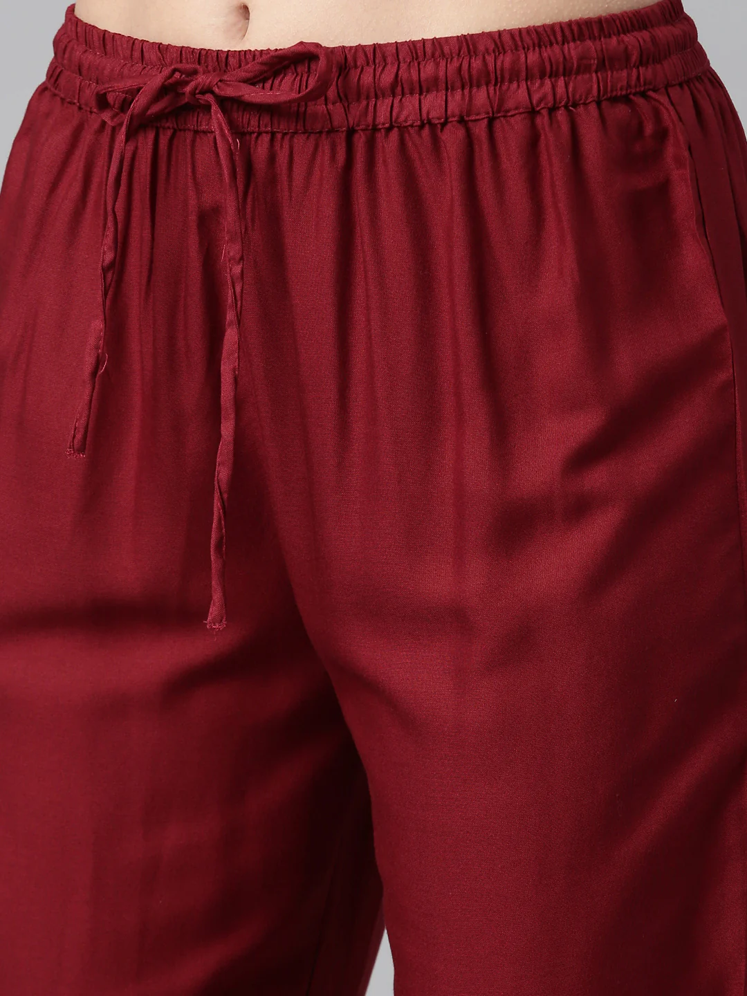 Neerus Maroon Color Model Fabric Floral Kurta Trouser With Dupatta - Image 6