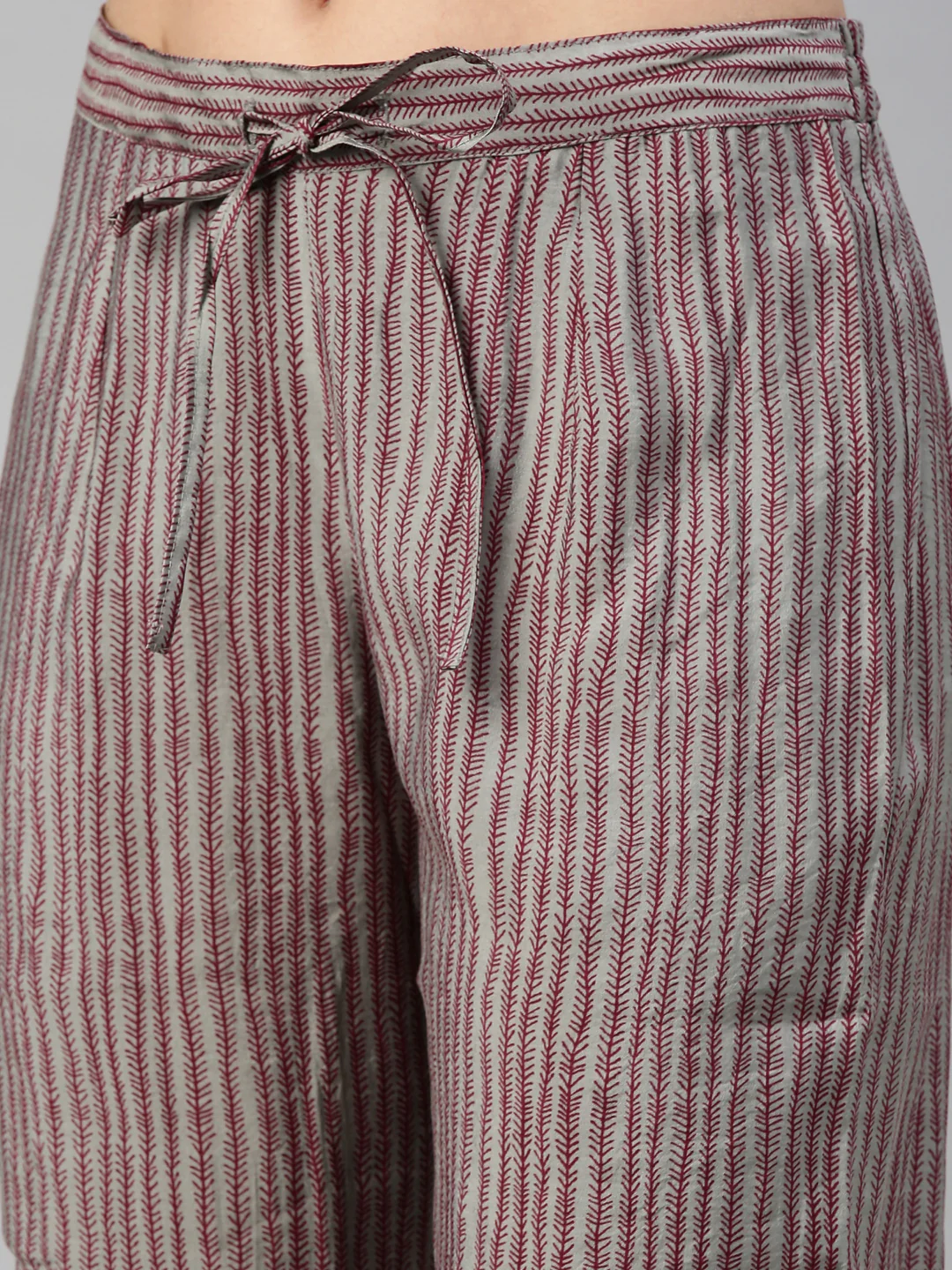 Neerus Maroon Color Muslin Fabric Kurta Set - Image 9