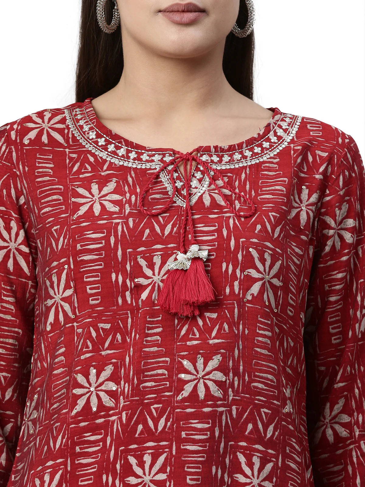 Neerus Maroon Color Rayon Fabric Kurta - Image 2