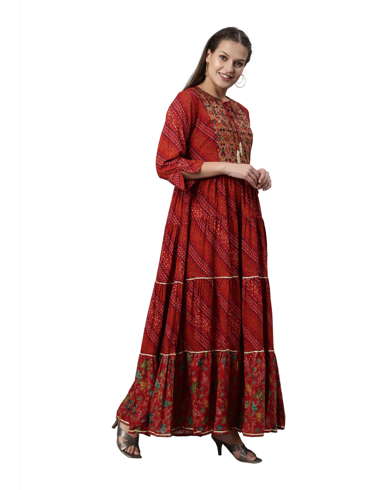 Neerus Maroon Color Rayon Fabric Kurta - Image 4