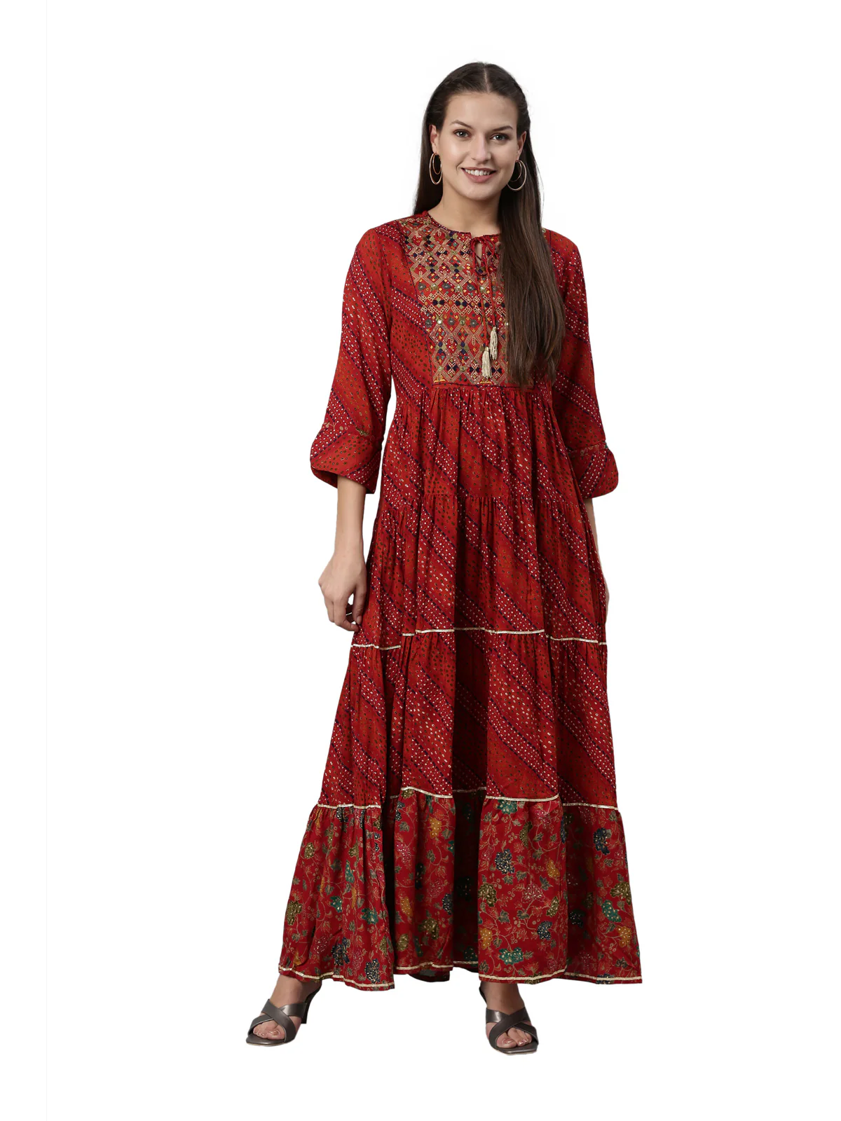 Neerus Maroon Color Rayon Fabric Kurta - Image 6