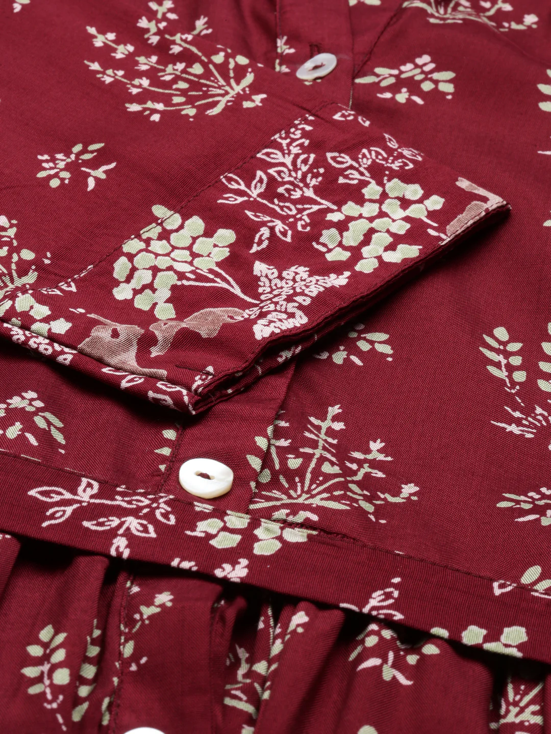 Neerus Maroon Color Santoon Fabric Kurta - Image 7