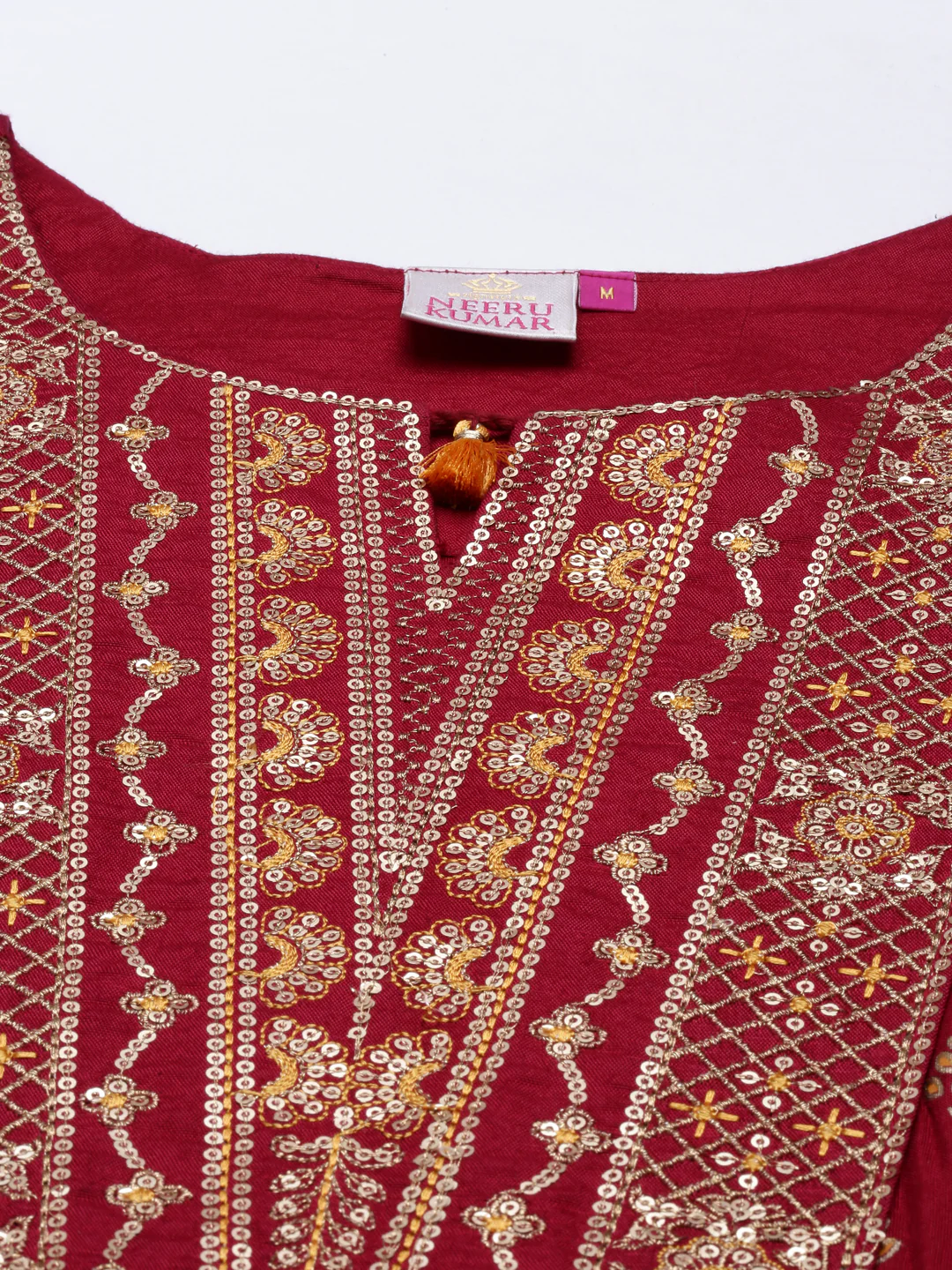 Neerus Maroon Color Santoon Fabric Tunic - Image 2