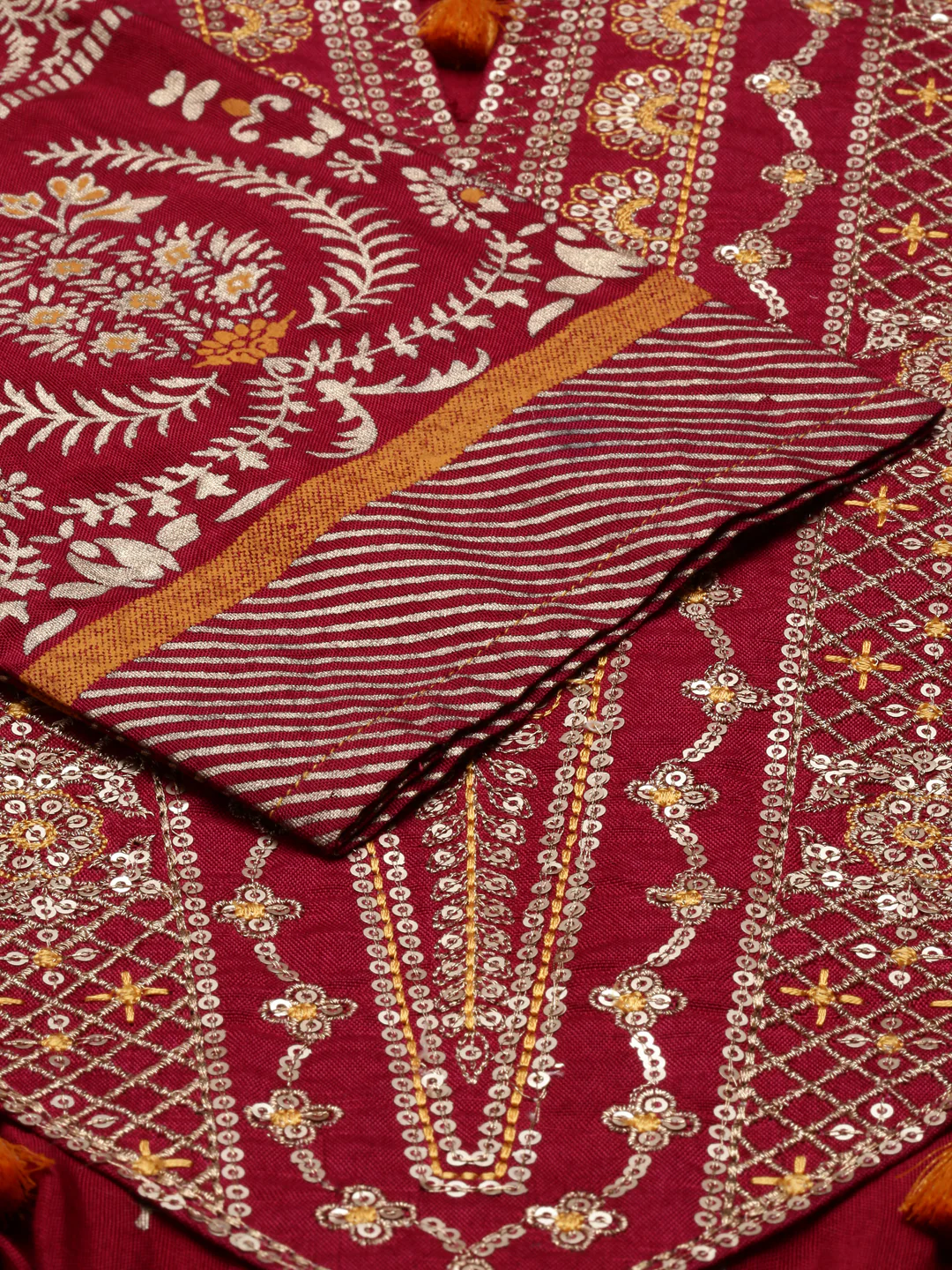 Neerus Maroon Color Santoon Fabric Tunic - Image 3