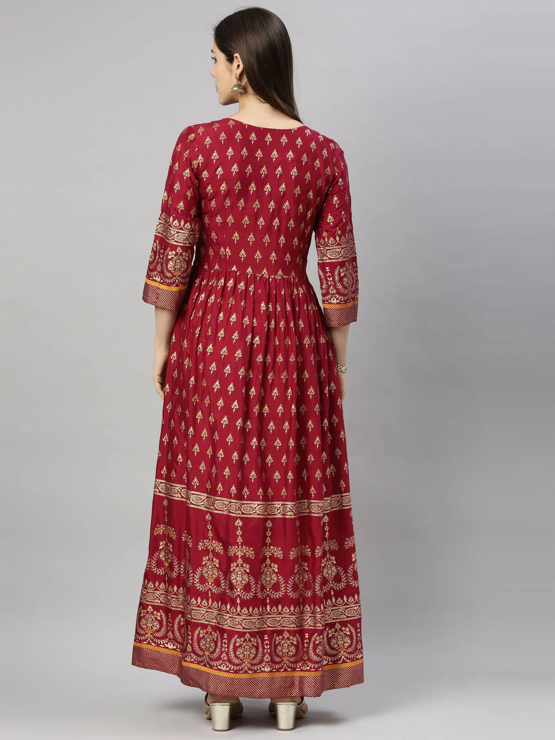 Neerus Maroon Color Santoon Fabric Tunic - Image 6