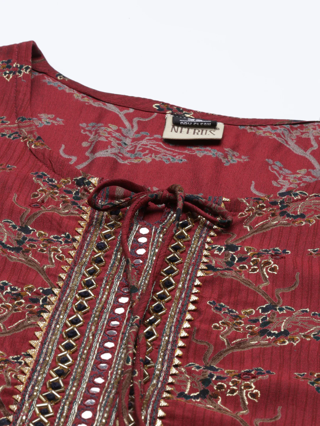 Neerus Maroon Color Shantoon Fabric Kurta Sets - Image 7