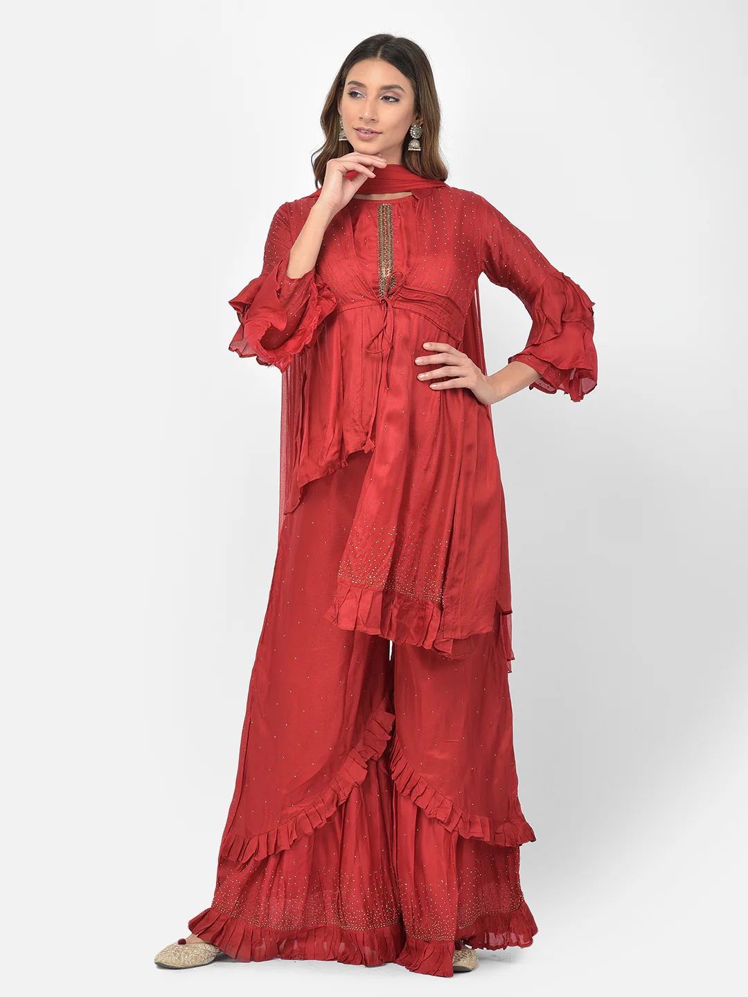 Neerus Maroon Color Silk Fabric Salwar Kameez - Image 10