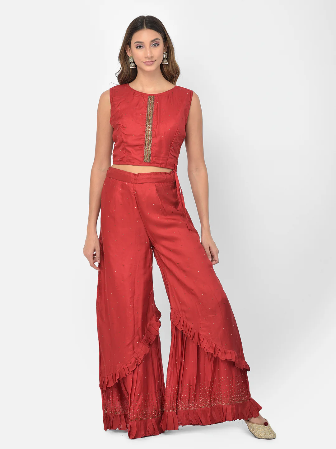 Neerus Maroon Color Silk Fabric Salwar Kameez - Image 3