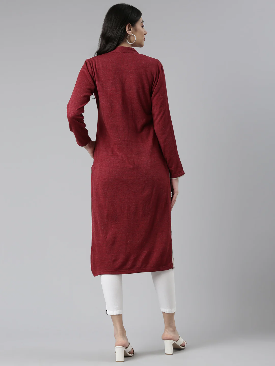 Neerus Maroon Color Straight Kurta - Image 3