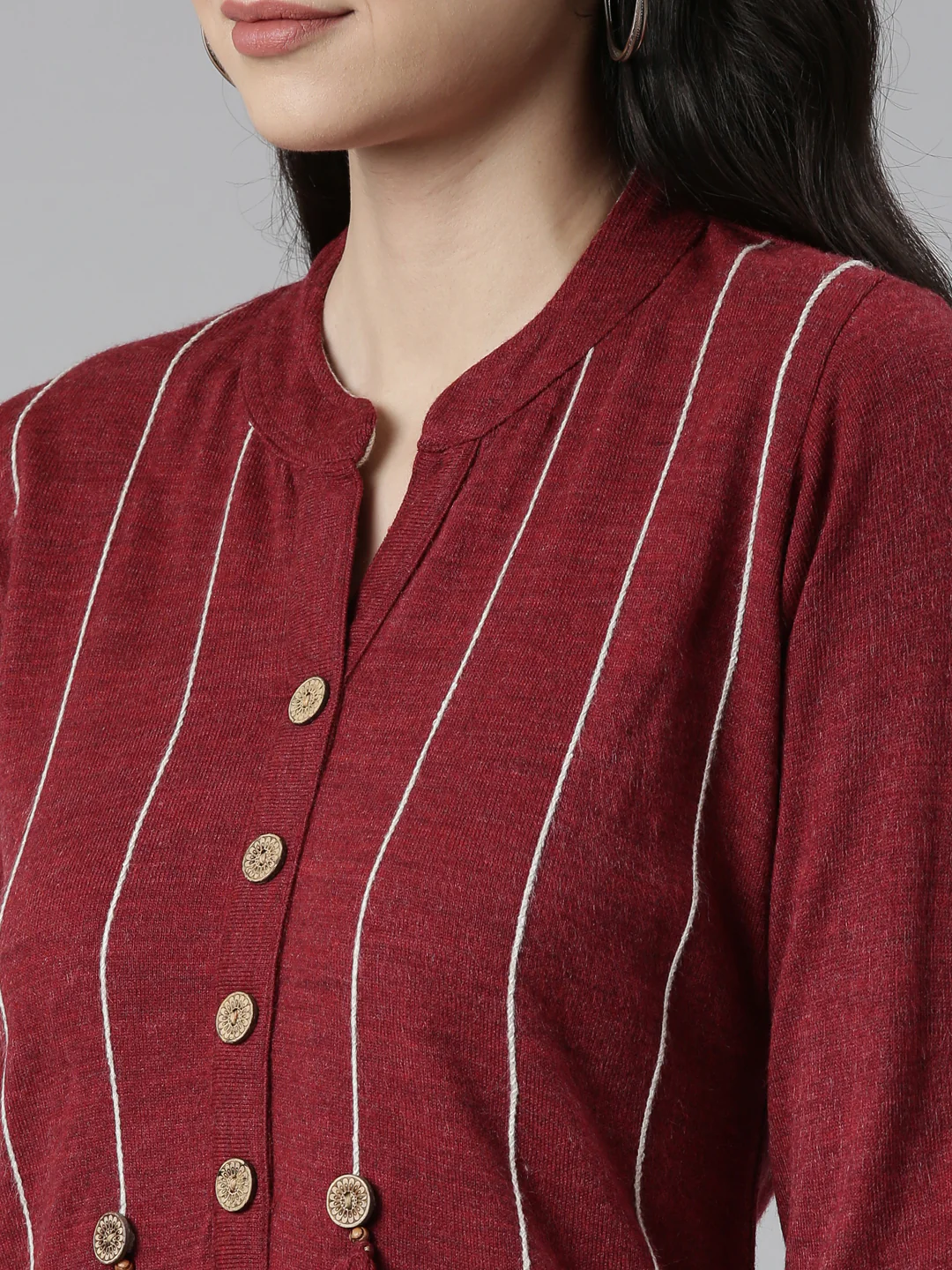 Neerus Maroon Color Straight Kurta - Image 4