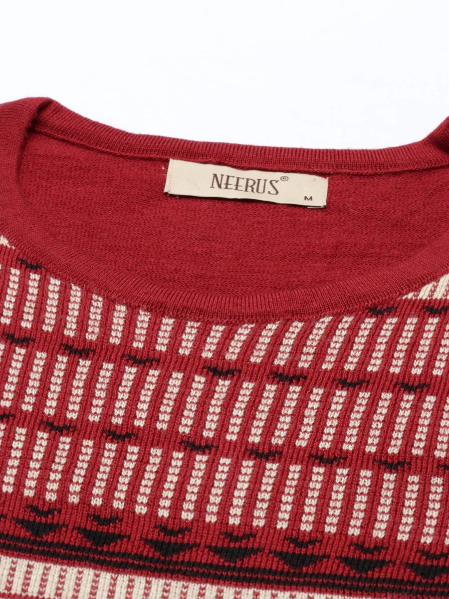 Neerus Maroon Color Winter Wear Kurtha - Image 7