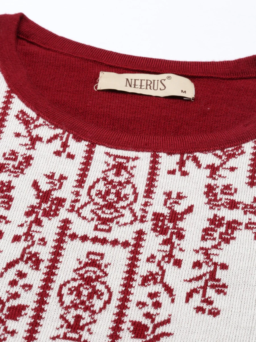 Neerus Maroon Color Winter Wear Kurtha - Image 6