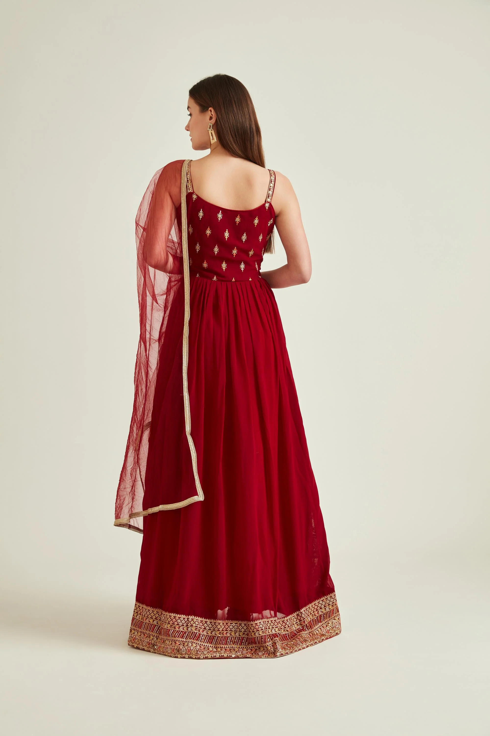 Neerus Maroon Colour Georgette Fabric Suit - Image 3