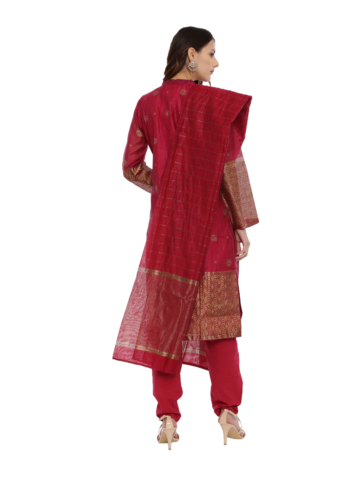 Neerus Maroon Embellished Kurta With Salwaar & Dupatta - Image 4