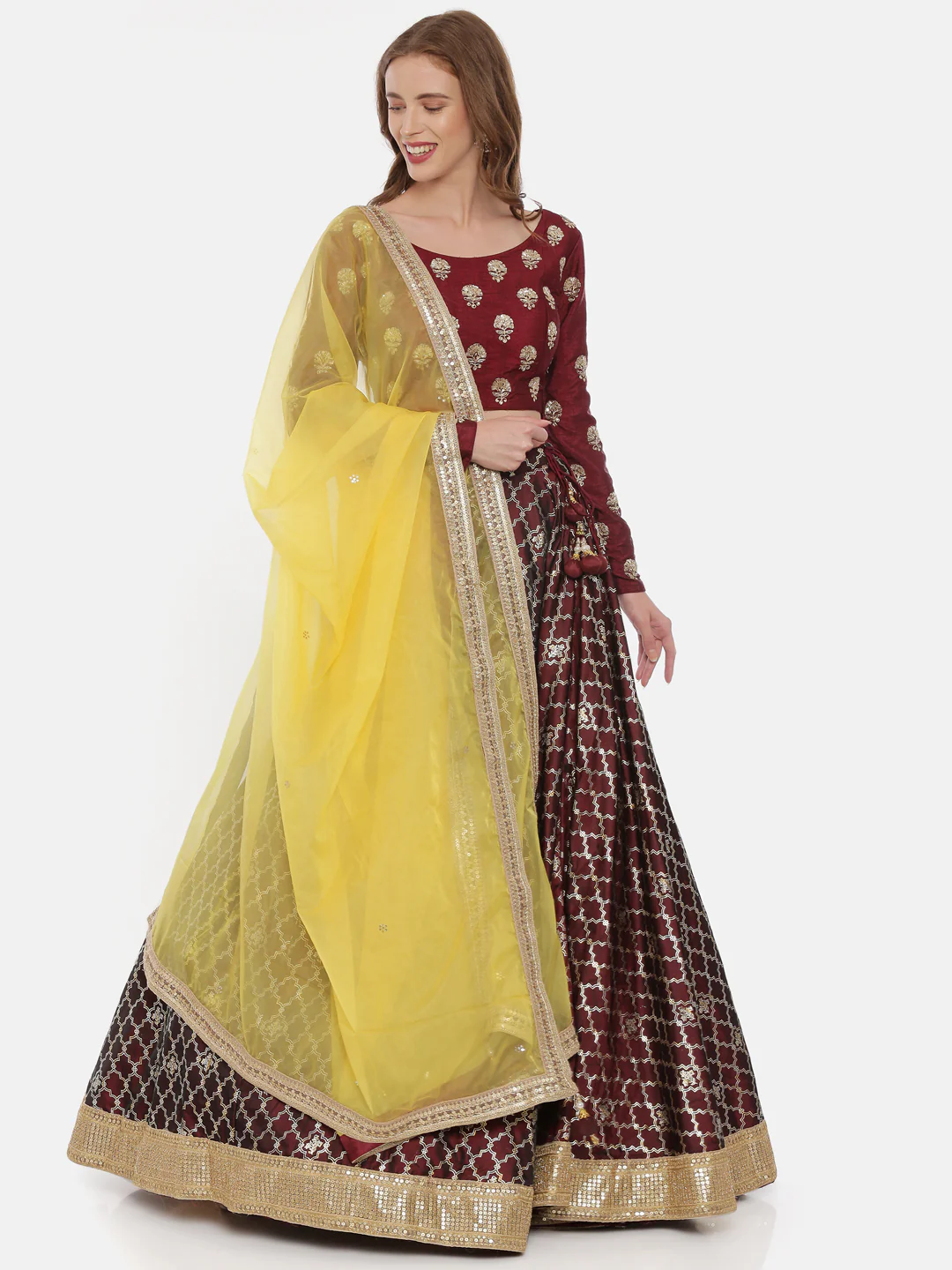 Neerus Maroon Embellished Lehenga Set - Image 7