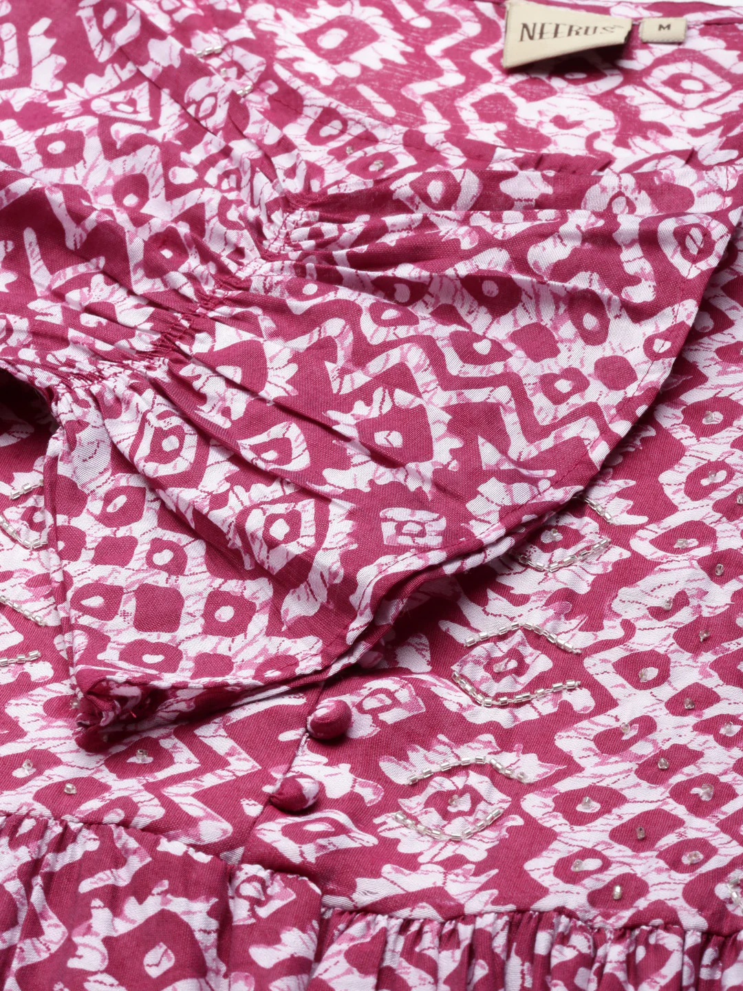 Neerus Maroon Maxi Casual Printed Dresses - Image 6