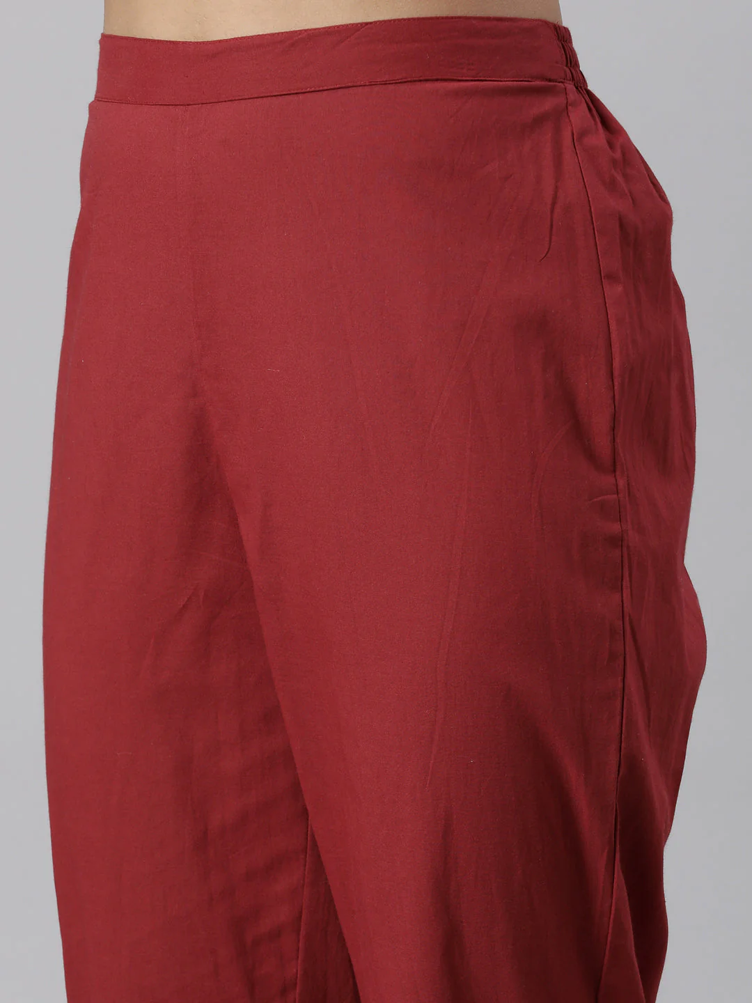 Neerus Maroon Panelled Printed Kurta And Trousers - Image 7