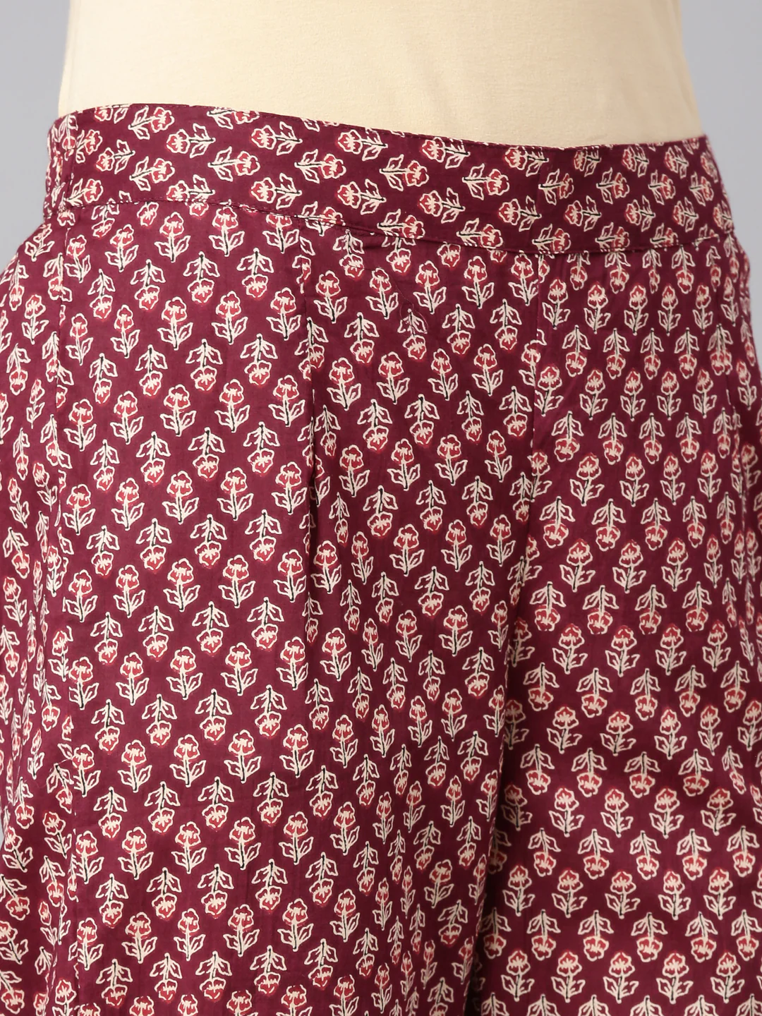 Neerus Maroon Printed Anarkali Kurta and Trousers With Dupatta - Image 6