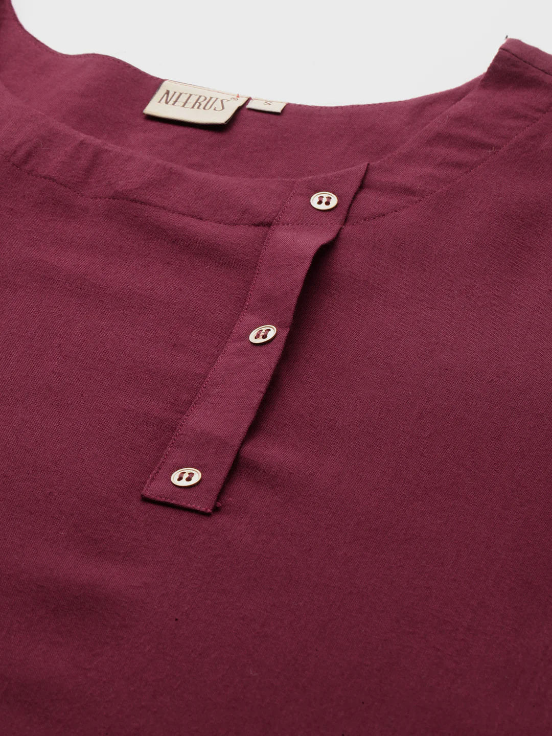 Neerus Maroon Printed High Low Kurta - Image 2