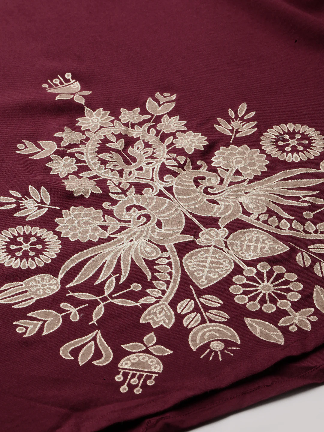 Neerus Maroon Printed High Low Kurta - Image 3