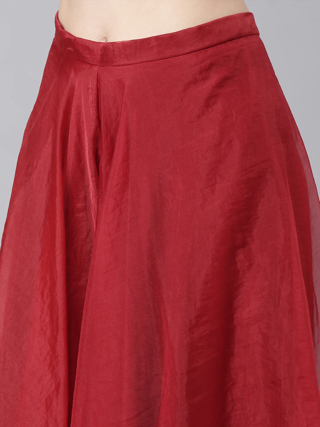 Neerus Maroon Printed Straight Top and Skirt - Image 7