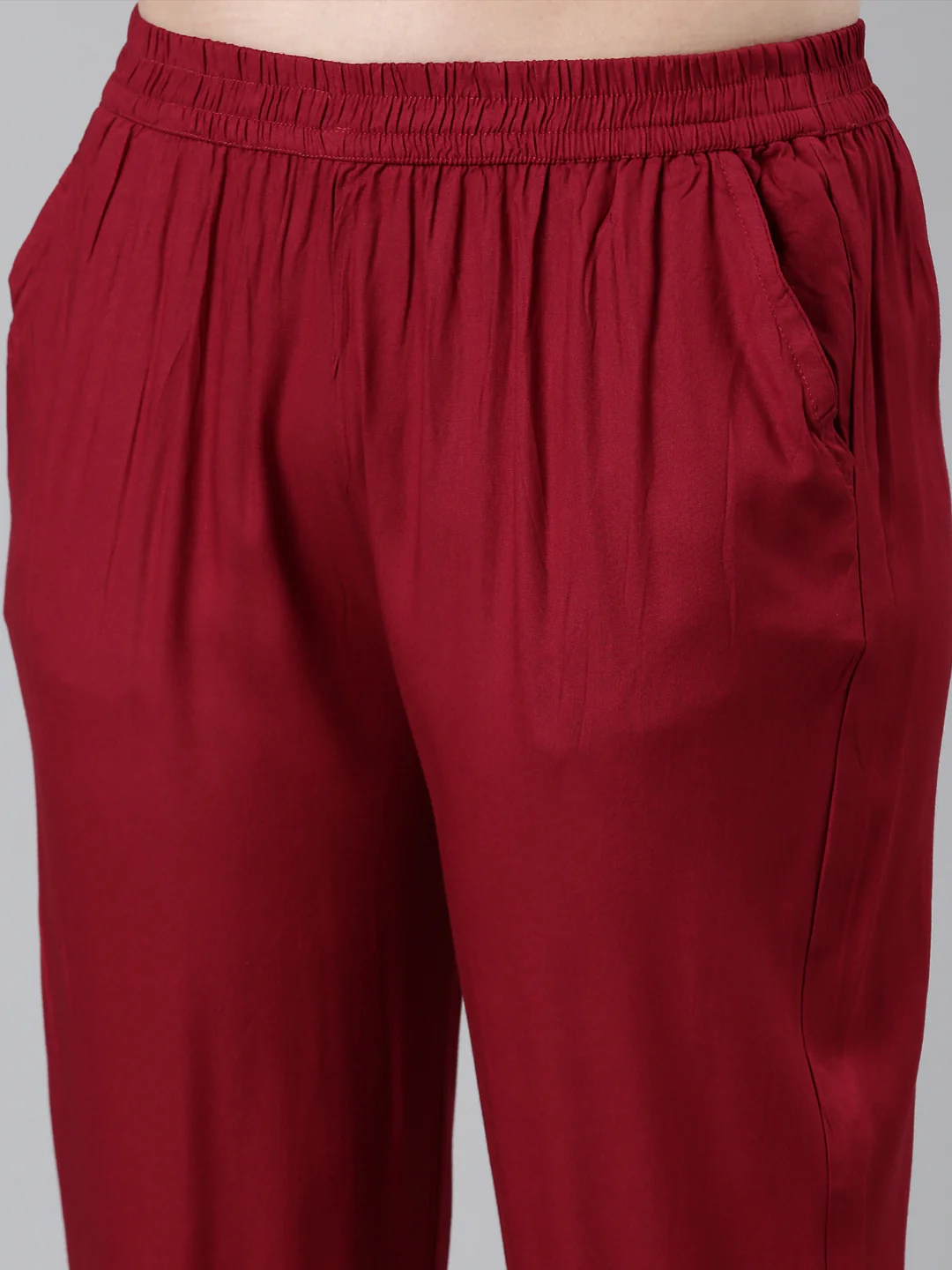 Neerus Maroon Regular Straight Bandhani Kurta And Trousers With Dupatta - Image 5