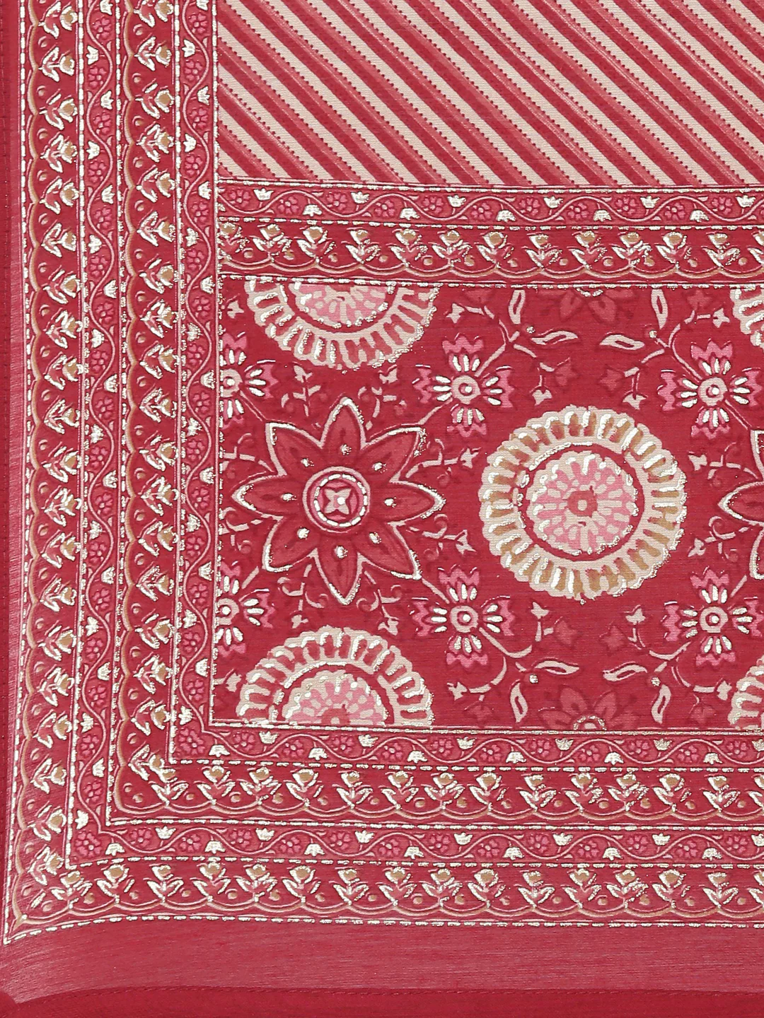 Neerus Maroon Regular Straight Floral Kurta And Trousers With Dupatta - Image 7