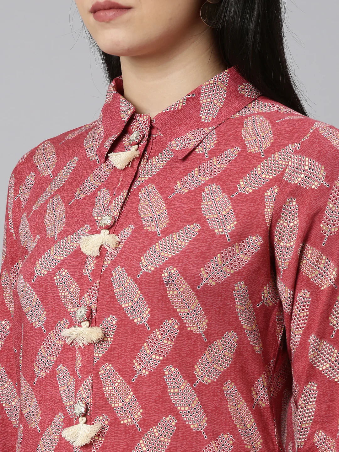 Neerus Maroon Regular Straight Printed Kurta And Salwar - Image 4