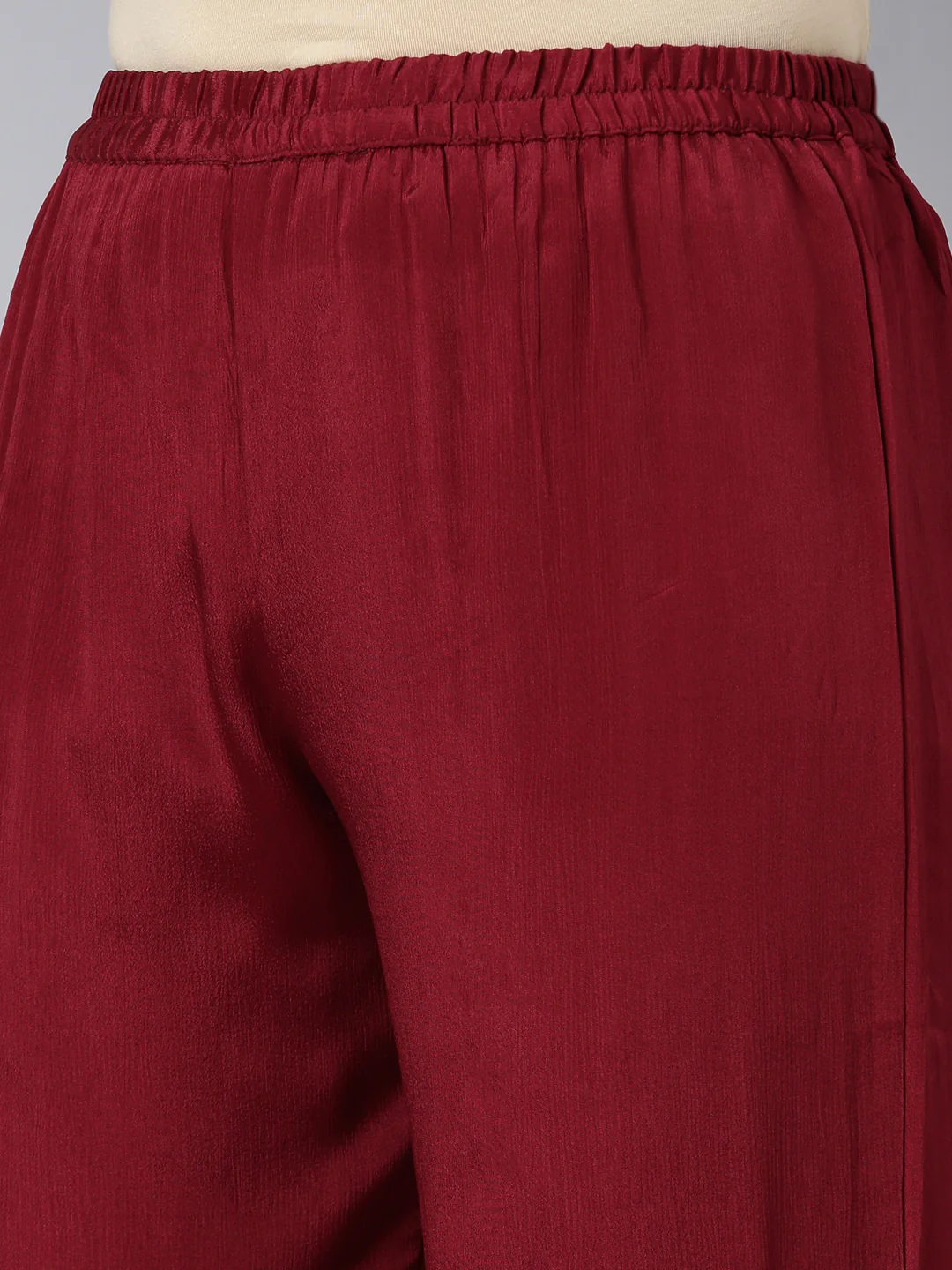 Neerus Maroon Regular Straight Solid Top And Trousers - Image 6