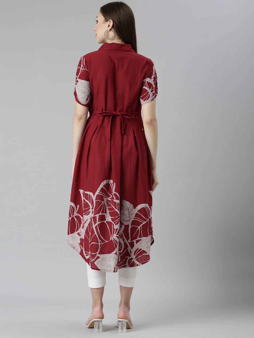 Neerus Maroon Regular Straight Tribal Kurta - Image 3