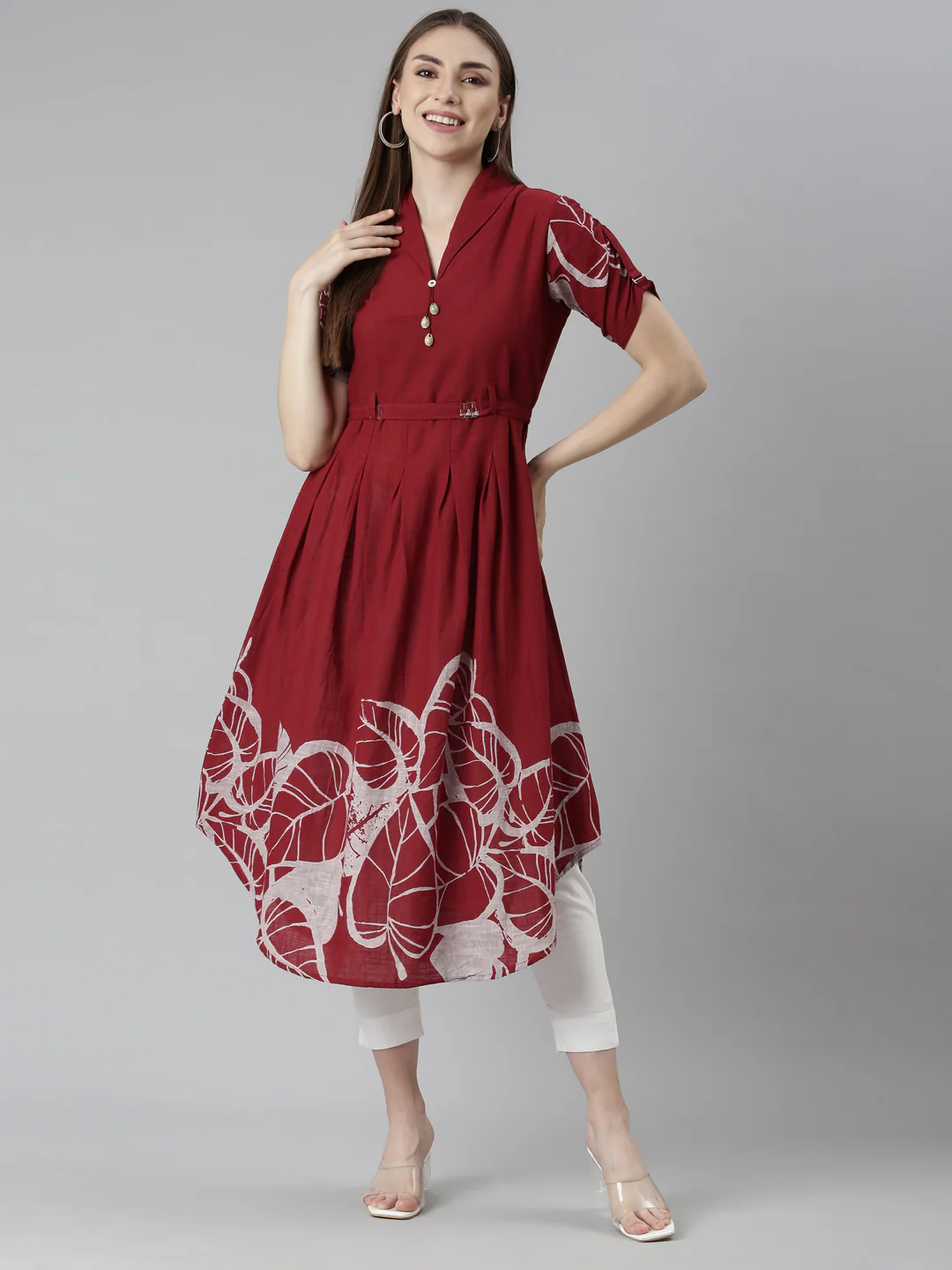 Neerus Maroon Regular Straight Tribal Kurta - Image 5