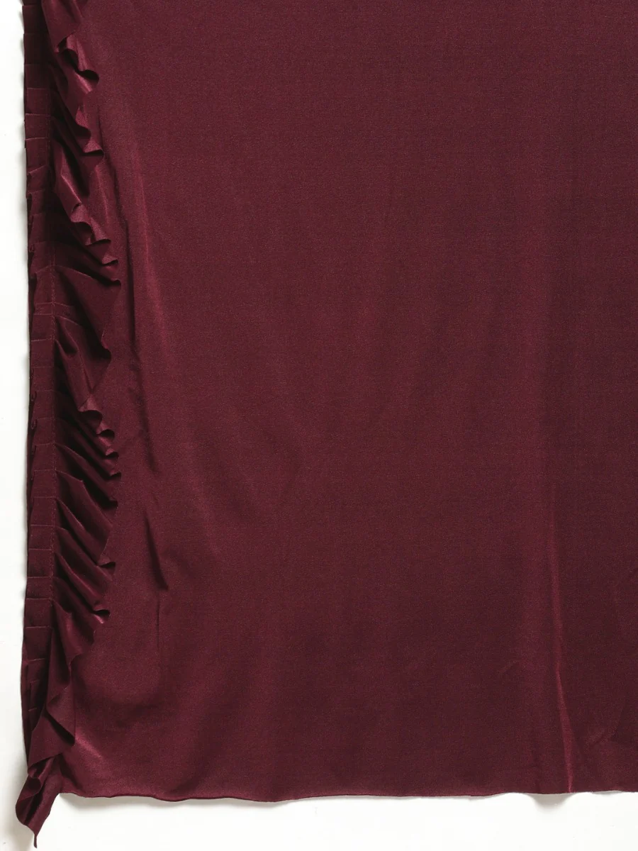 Neerus Maroon Solid Ready To Wear Saree With Blouse - Image 4